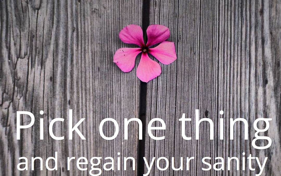 Pick one thing and regain your sanity